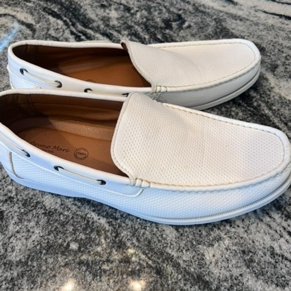Bruno Marc BUSH-05 Loafers Mens Size 12 White Perforated Slip On Boat Shoes